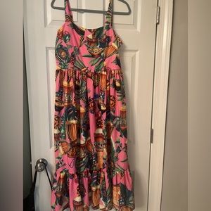 Super cute pink floral dress with straps.